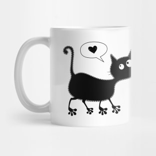 Black cat in love Mug